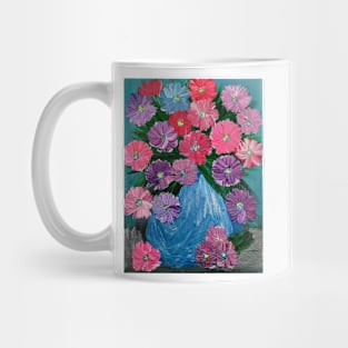 abstract flowers in purple and pink glass vase Mug